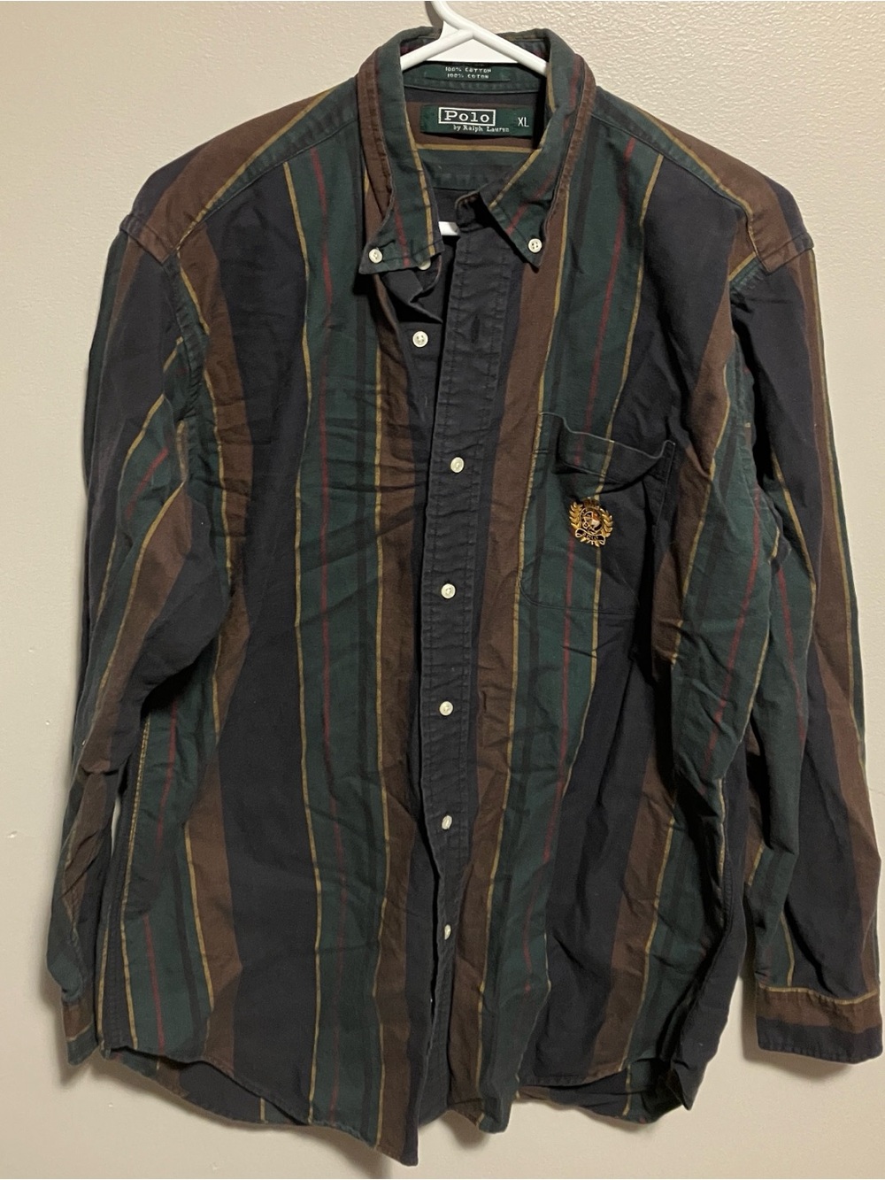 Polo by Ralph Lauren Green, Brown & Black Striped Button-Down Shirt